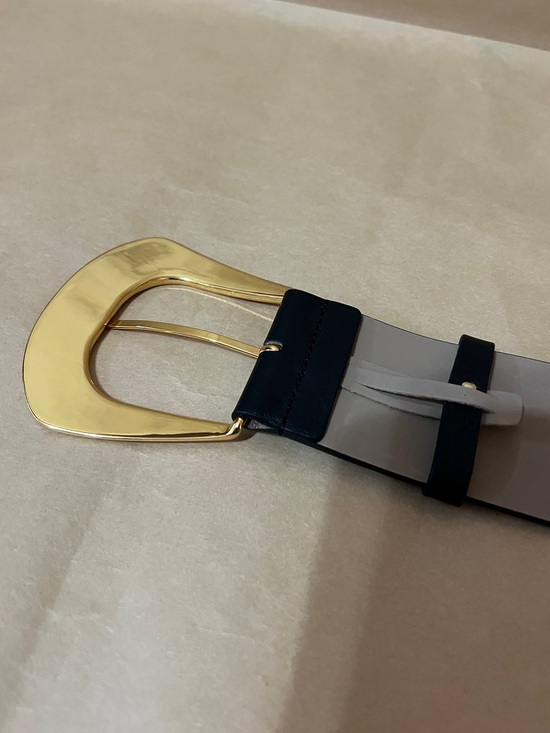 B-Low The Belt | Matilda Belt Pebbled Leather Gold Buckle Wide Black Size XS
